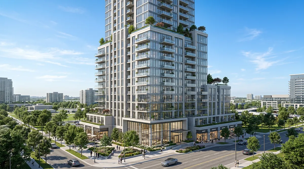 Lançamentos — prédio em 3D para pré-venda